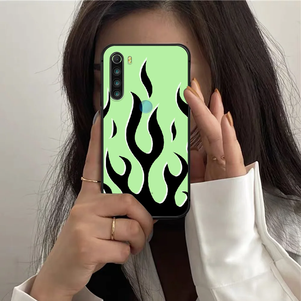 

Flame Pattern Phone Case For XIAOMI Redmi Note 6 7 8 9 10 T Pro K40 black Hoesjes 3D Bumper Painting Funda Trend Prime Pretty