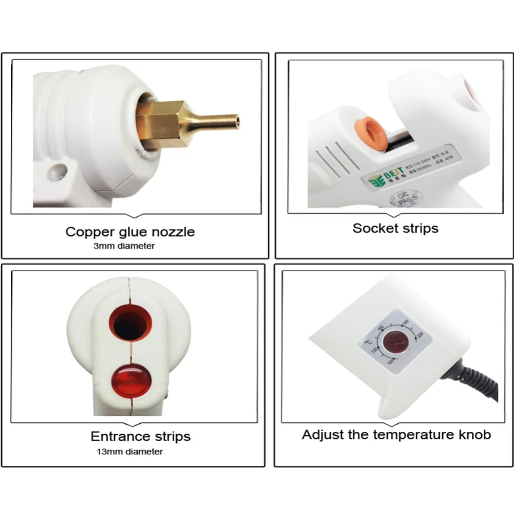 

BST-B-F 100W Adjustable Constant Temperature Thermo Hot Melt Glue Gun Mini Graft Heat Gun Pneumatic Repair Tool