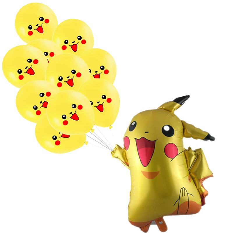 11pcs Новые воздушные шары Пикачу pokemon go, праздничные вечерние шары с днем рождения, праздничные украшения для детей, подарок для мальчиков, Мультяшные игрушки - Цвет: 11pcs