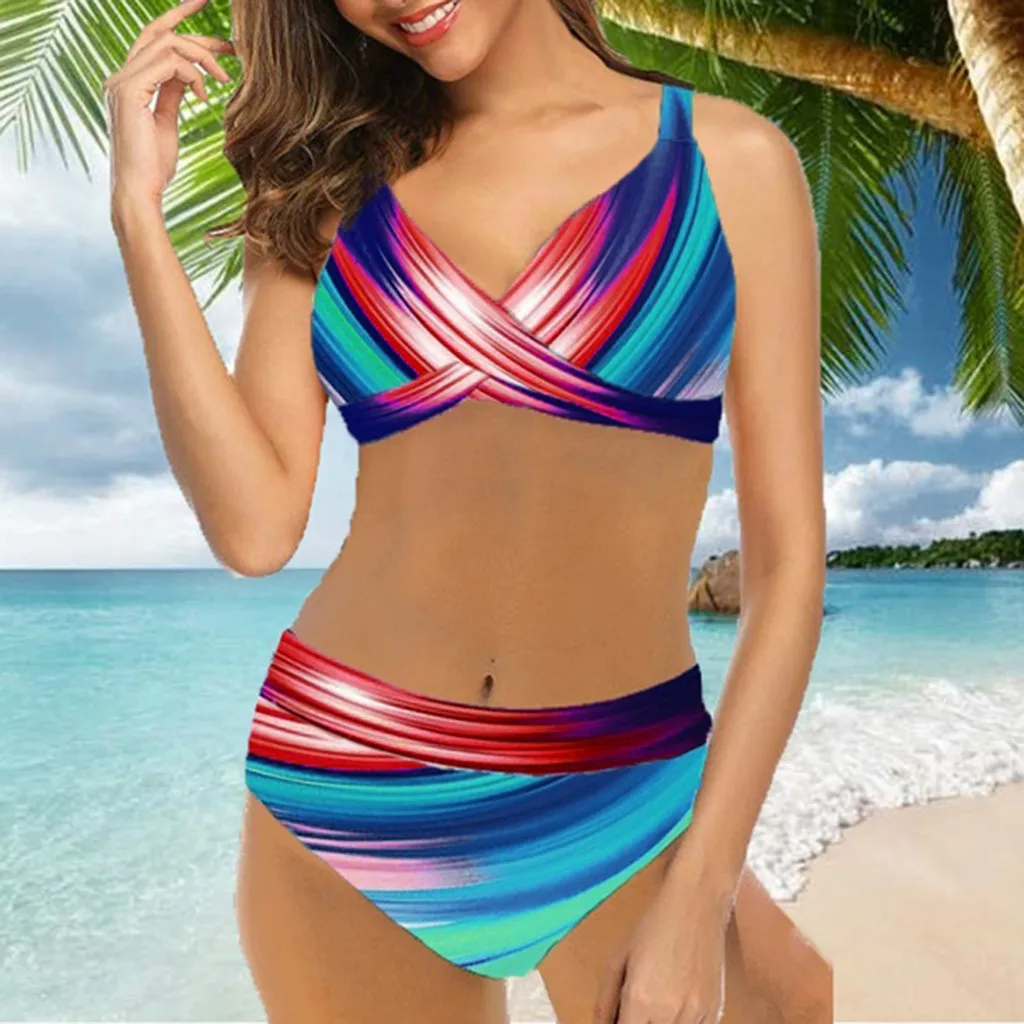 2021 новый купальник женский комплект бикини размера плюс градиентный купальный
