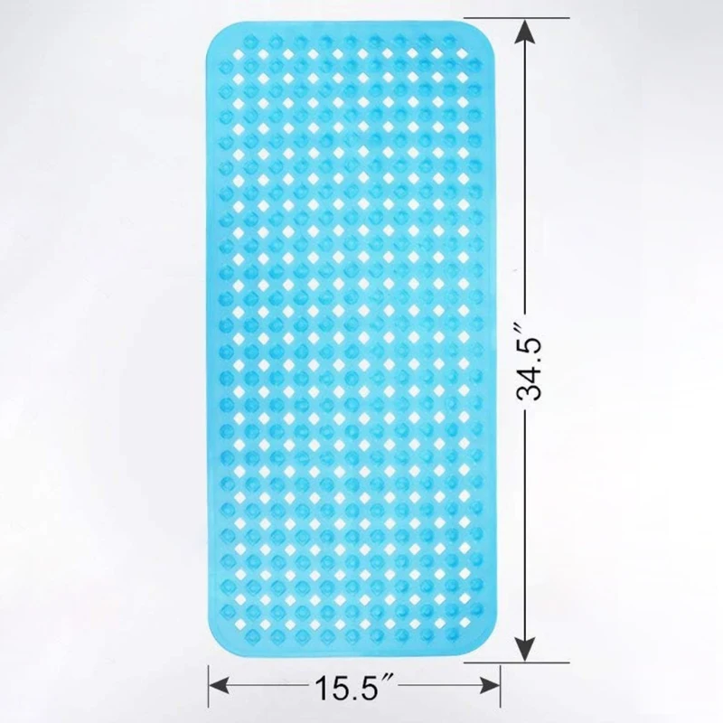

88x40cm Solid Color Non-Slip PVC Bathtub Shower Mat with Safety Suction Cup Bathroom Floor Pad for Home