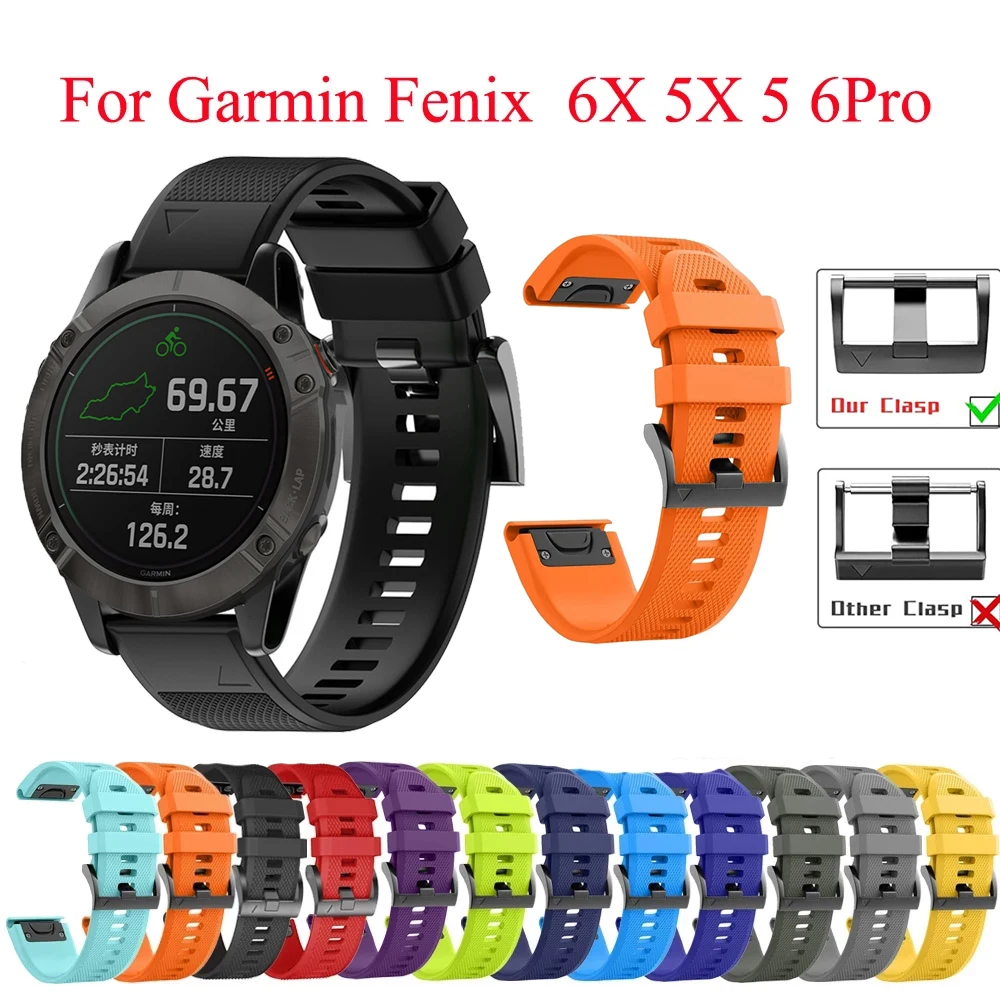

Ремешок для смарт-часов Garmin Fenix 6x pro 6S 6X 5X 5 5S 3 3HR Forerunner 935 945, быстросъемный силиконовый браслет