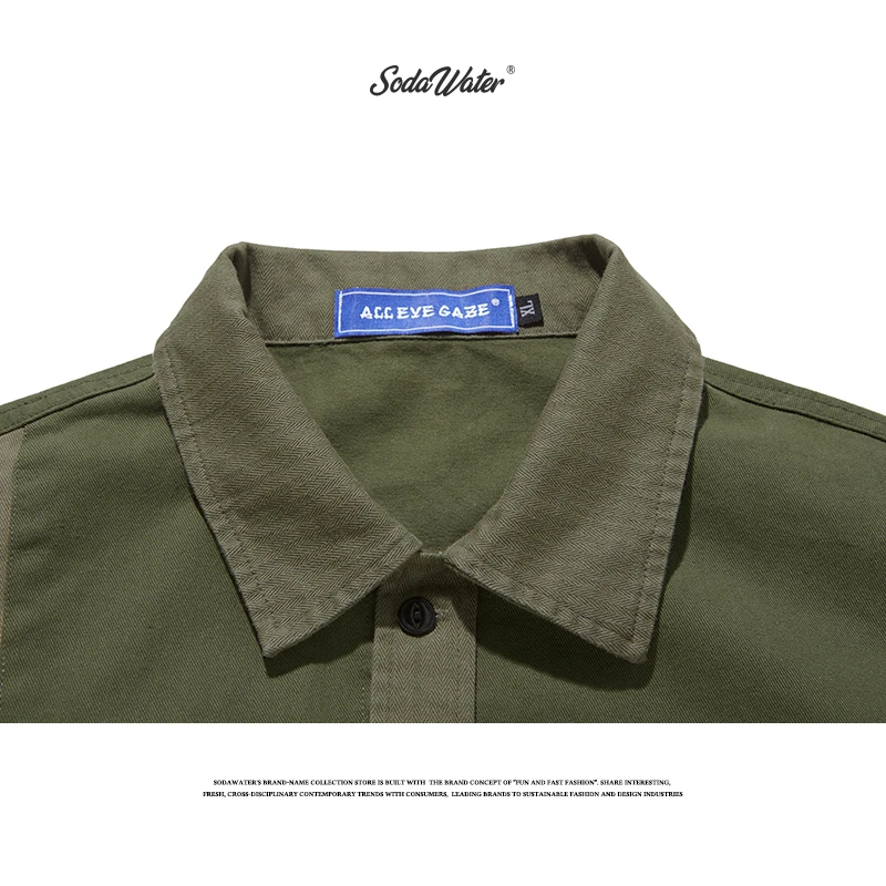 Sodaводяная Мужская ретрорубашка уличная Свободная Повседневная рубашка для