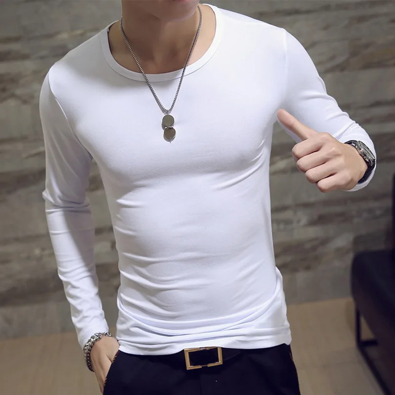 

2020 Men's Fashion T-shirts Elastic V-neck Long Sleeve Tops Men's T-Shirt Fashion Men's Long Sleeve T-Shirt