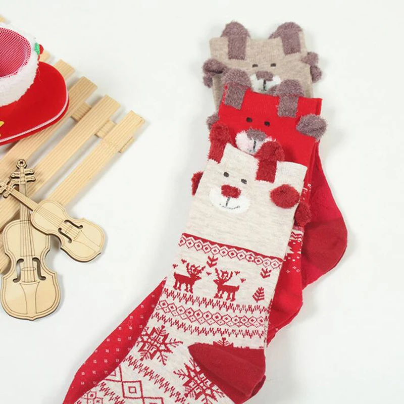 Новые зимние забавные Женские носочки для девочек Meias милые Рождественские Носки