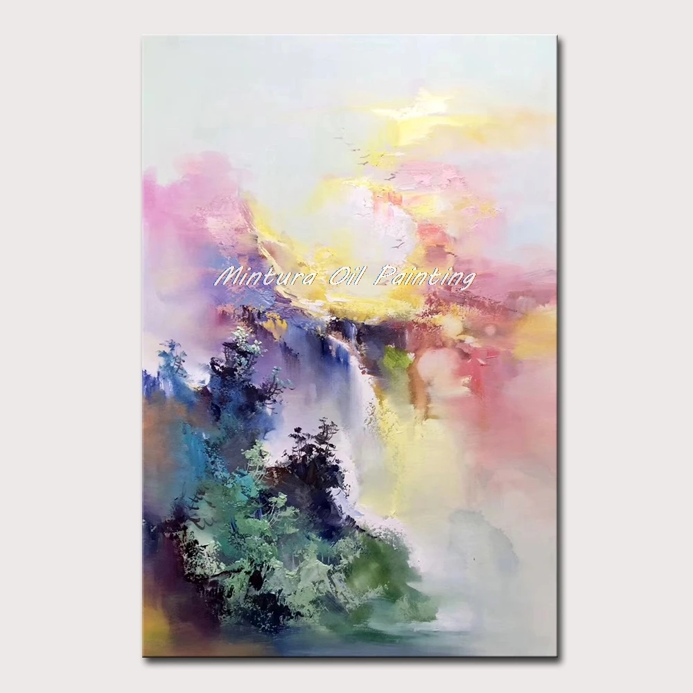 

Mintura ручная роспись маслом на холсте красивый абстрактный пейзаж Картина Настенная картина Декор отеля домашний Декор без рамки