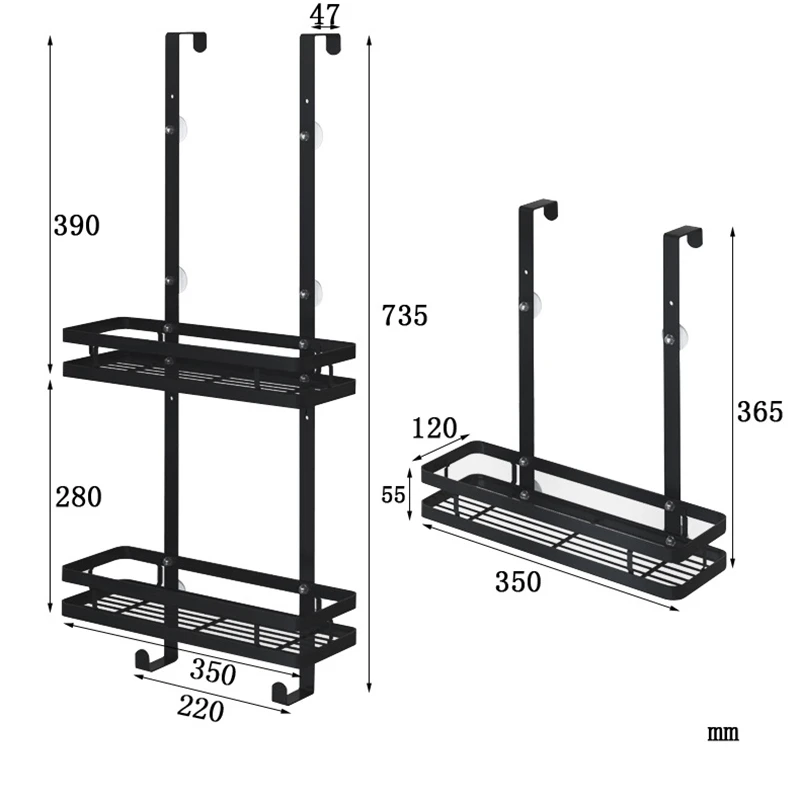 

Stainless Steel Bathroom Rack, Hanging Bath Shower Rack, Shower Gel Rack, No Holes, Hanging Basket, Bathroom, Shelves
