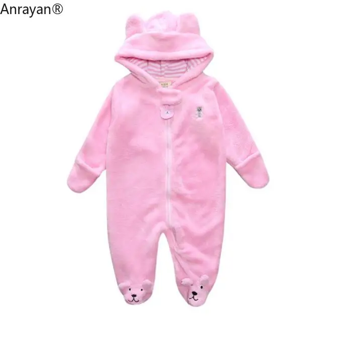 

Милый детский зимний хлопковый комбинезон с длинным рукавом флисовый комбинезон с капюшоном для младенцев комбинезон с медведем Детский к...