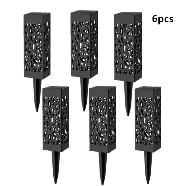 6PCS Открытый водонепроницаемый солнечный светильник, полый светильник, теплый светильник, светодиодный светильник, контроль индукции, газон, садовая лампа, тип вилки, ночной Светильник - Испускаемый цвет: 6PCS
