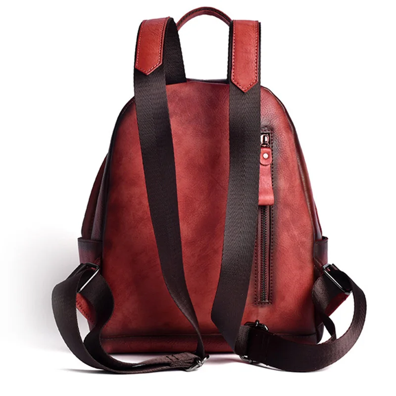 Женский рюкзак из натуральной кожи ранец цветной в стиле ретро школьный воловьей