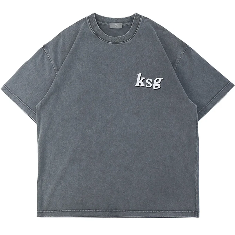 

Kanye West Letter Foam Oversize Washed Cotton Tshirt Mens Short Sleeve Loose Casual Summer T Shirt High Street O Neck Couple Tee