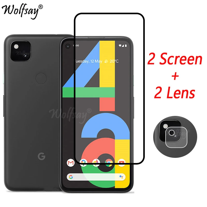Закаленное стекло с полным покрытием для Google Pixel 4a Защита экрана камеры 5