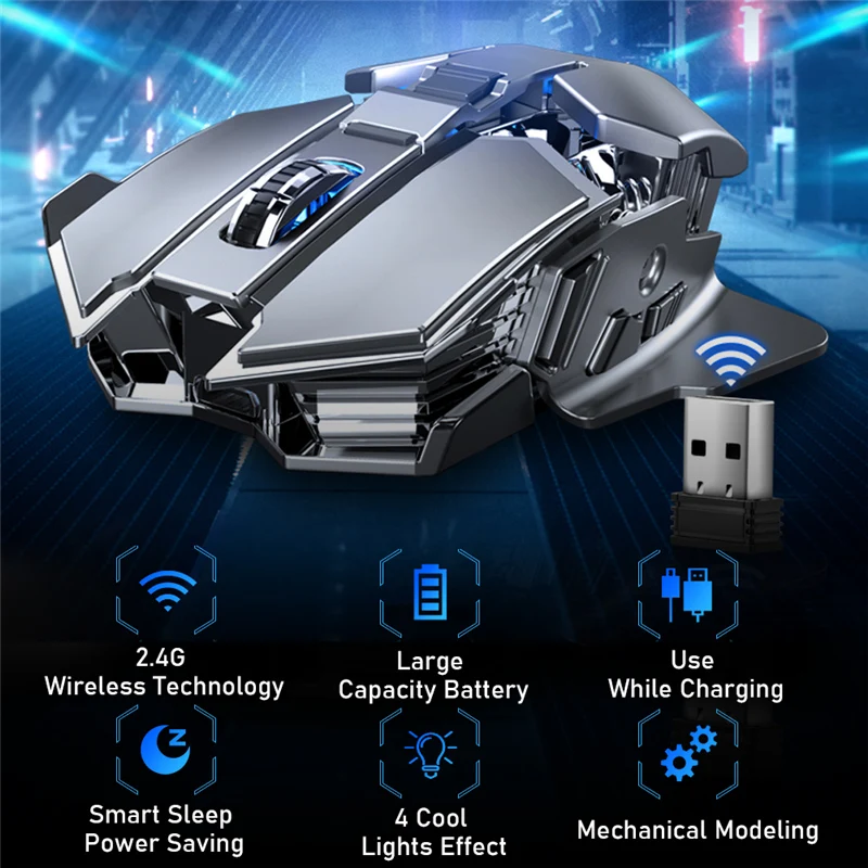 AULA SC300 2.4G Wireless Mouse Rechargeable 4-Color RGB Gaming Auto-sensing Smart Sleep Ergonomic Optics for MacOS Windows | Компьютеры и