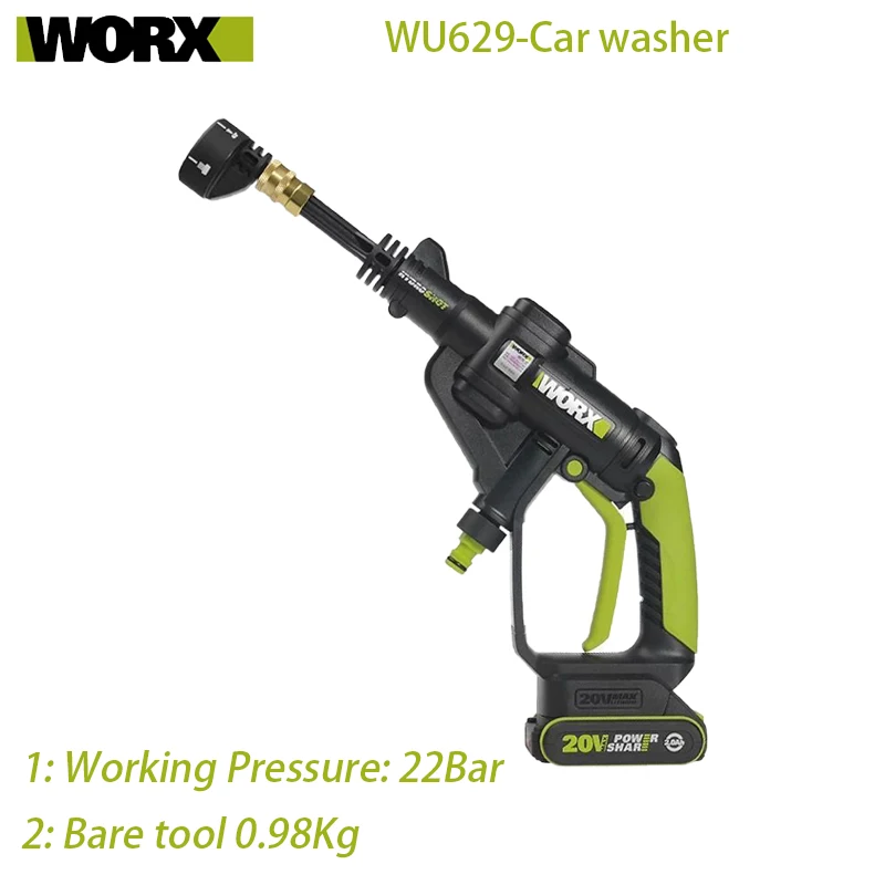 

Worx Hydroshot WU629 20V Portable Car Washer High Pressure Garden Tool Washing Cleaner Machine Handheld Wireless Rechargeable