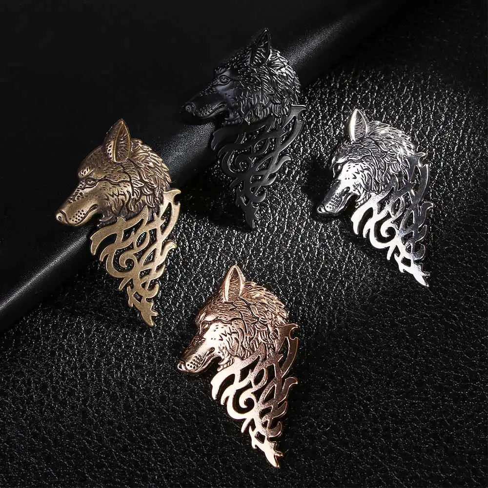 1 шт. Очаровательная винтажная Мужская брошь значок с волком в стиле панк модная