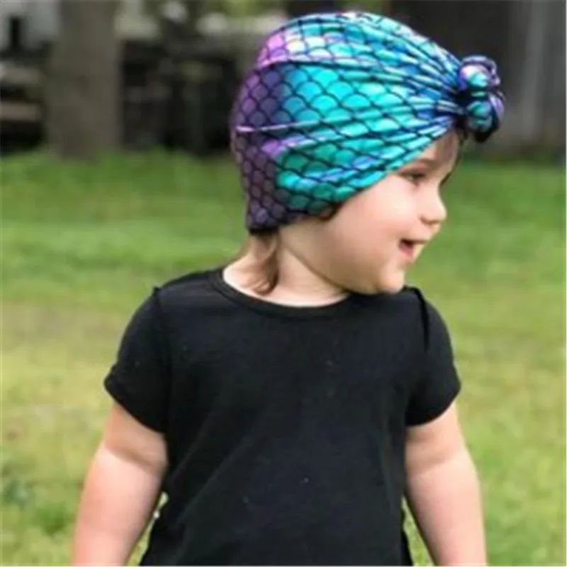 Банданы для маленьких девочек шапки с принтом в виде рыбьей чешуи новорожденных