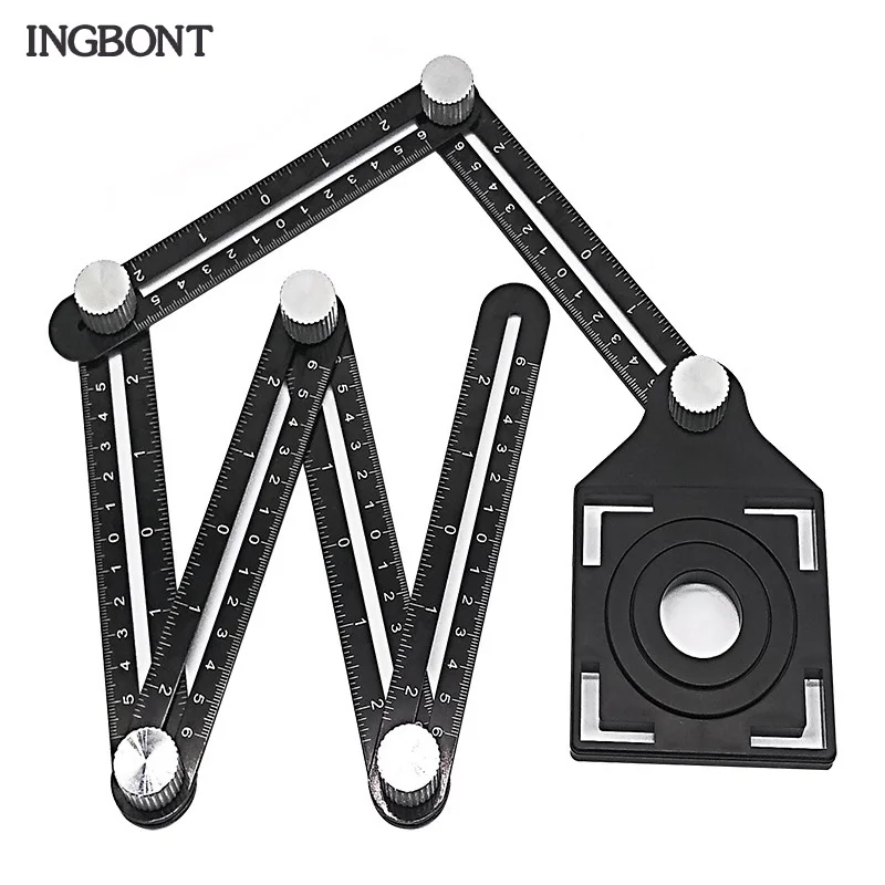 Aluminum Alloy Six-sided Measuring Instrument Template Angle Tool Mechanism Universal Fold Ruler Professional Decoration Tools |