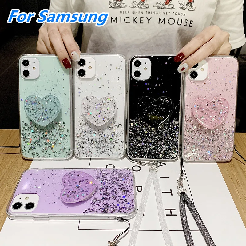 С сияющими блестками чехол для телефона Samsung Galaxy A21S A01 A91 A71 A51 A11 A10S A70 A50 Мягкий