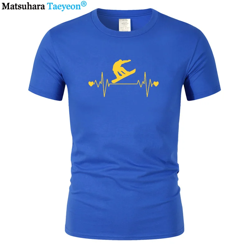 

Snowboard Heartbeat Lifeline T-shirt print men t-shirt funny fashion T shirts cool Graphic shirt for men men casual top T-shirt
