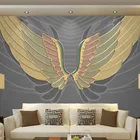 Пользовательские обои 3D светлый роскошный ручная роспись крылья узор золотые тисненые линии фон стены Papel De Parede настенная живопись
