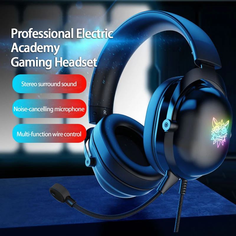 

Over-head Gaming Headset 3.5mm Heade-mounted Wired Headset With Mic RGB Luminous Noise Reduction Headset For Professional Game