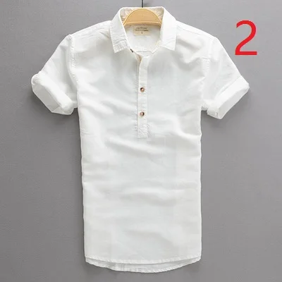 

Summer new men's casual linen shirt men's white hooded shirt men's thin short-sleeved cotton linen shirt
