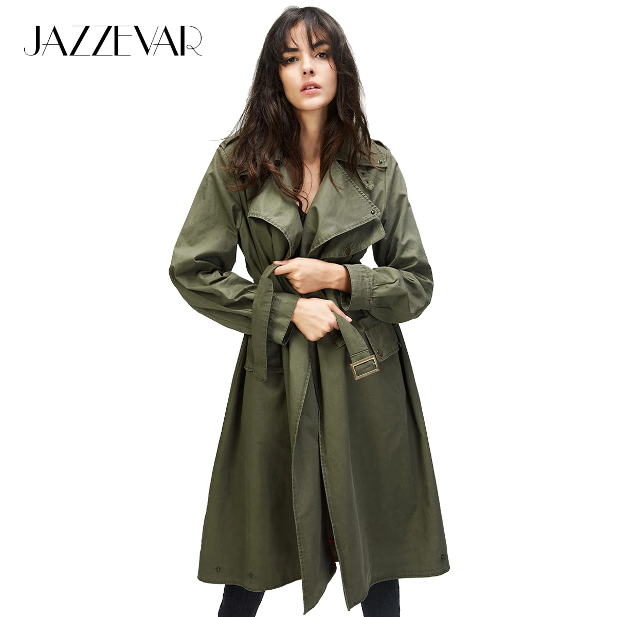 JAZZEVAR 2019 Осенний новый модный плащ женский повседневный хлопковая винтажная