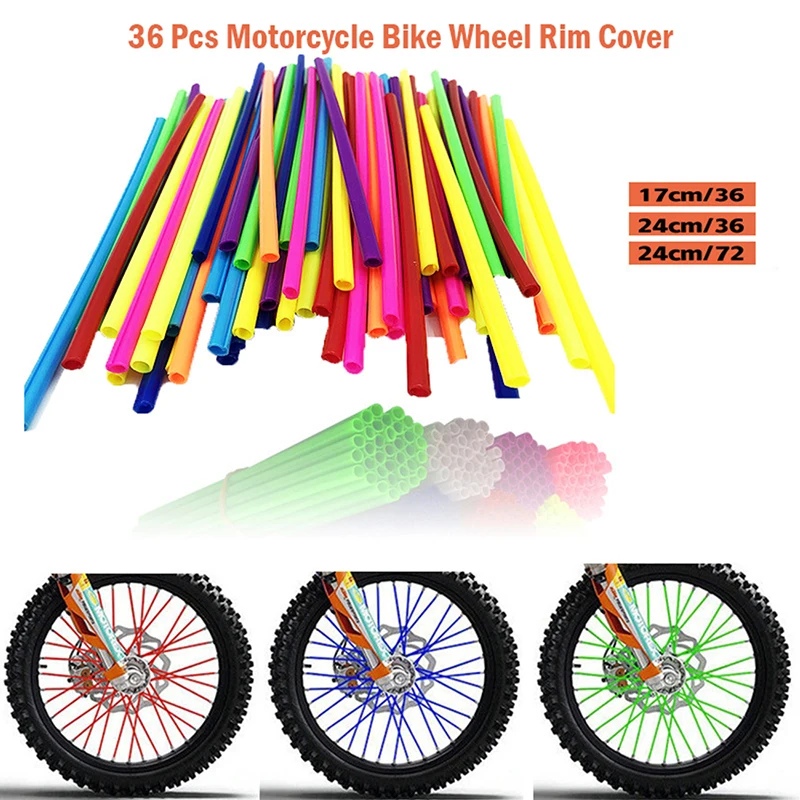 

36Pcs 17CM Universal Motorcycle Dirt Bike Wheel Rim Cover Spoke Skins Wrap Tubes Decor Protector 9 Colors