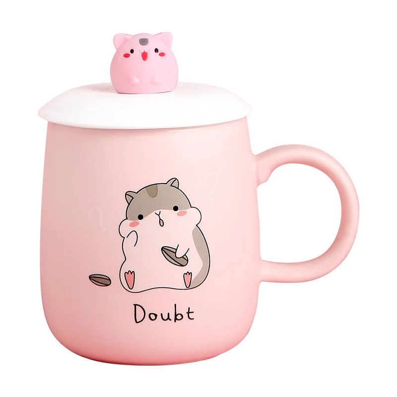 Кружка Керамическая с крышкой и ложкой в виде мышки 30 мл | Дом сад