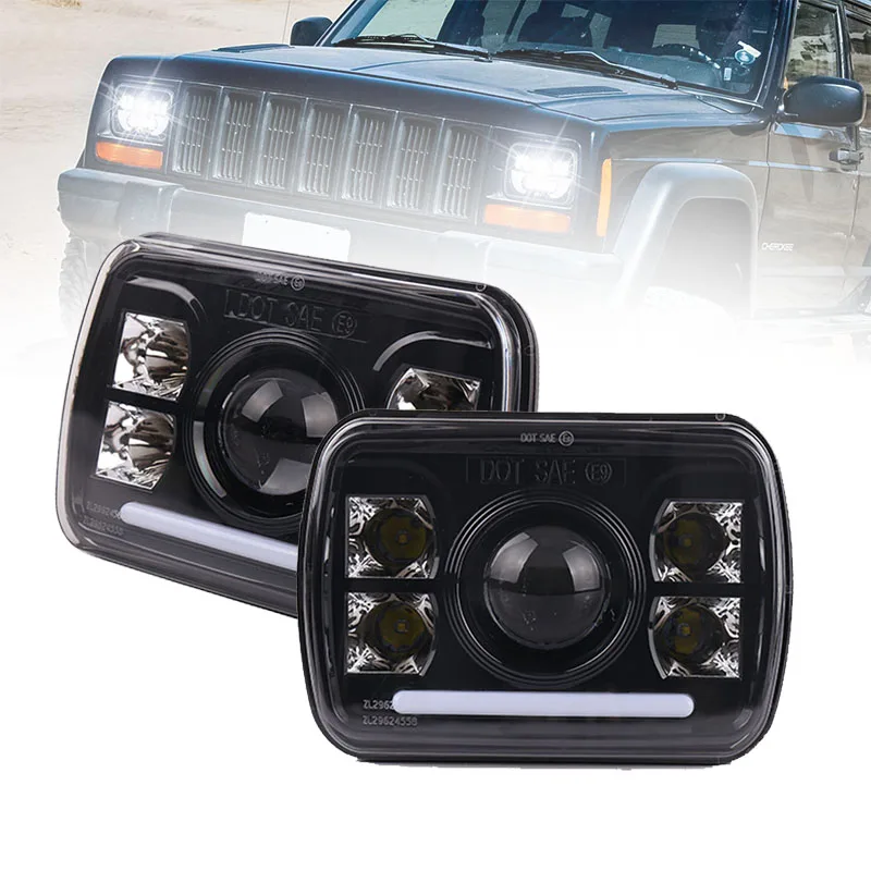 5x7 дюймов квадратная светодиодная фара DRL H4 для Jeep Wrangler YJ 7x6 Ford Super Duty Trucks F600 F650 F700
