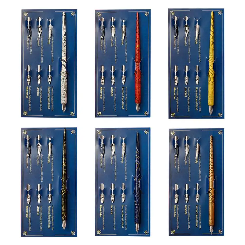 

Мрамор древесины манга каллиграфии Dip Держатель для ручки с 6 перьев для надписи Skiching искусство Рисование инструмент для живописи комплект