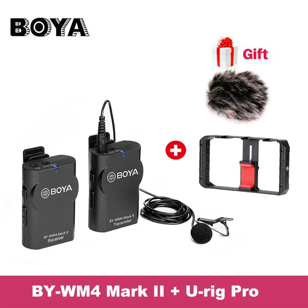 BOYA BY-WM4 Профессиональный Петличный Микрофон Беспроводной нагрудные микрофон Системы для Canon Nikon Sony камеры DSLR видеокамеры Регистраторы для iPhone 6 Android smartphones - Цвет: MarkII W U-Rig Pro