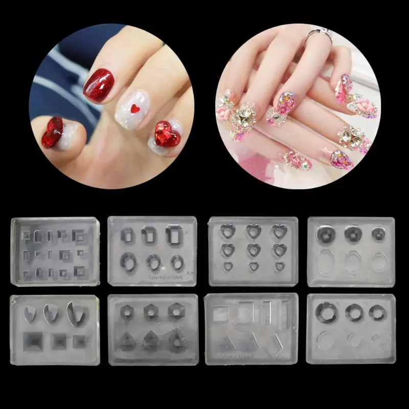 

3D стерео кристалл драгоценный камень резьба форма для ногтей шаблон силиконовая форма