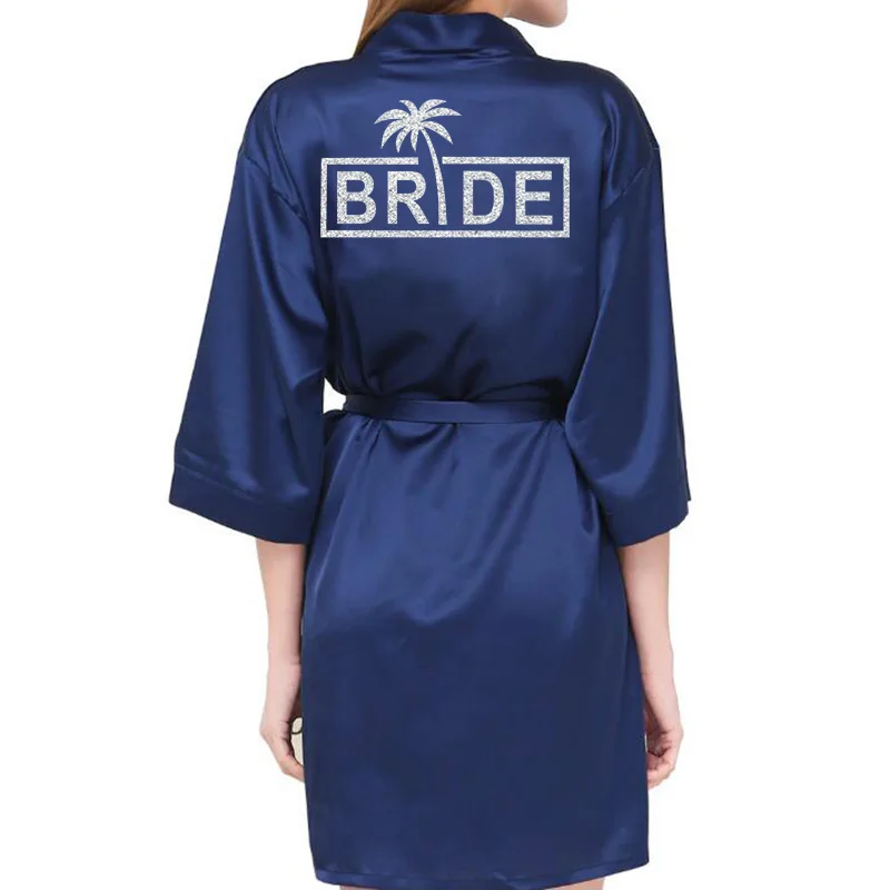 Свадебная вечеринка халат для невесты Блестящий серебряный принт кокосовое