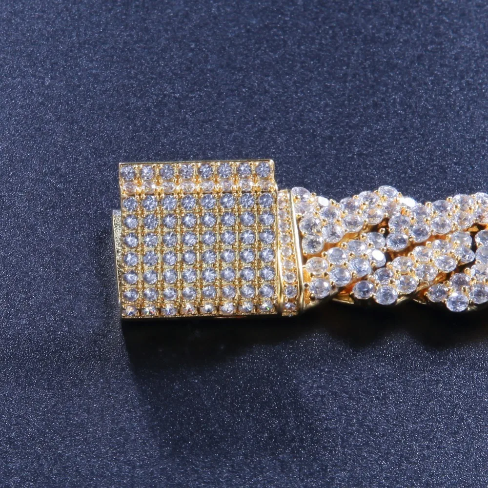 17 мм медная форма возврата Снаряженная кубинская браслет Iced Out CZ браслет золотой серебряный цвет для мужчин роскошная коробка застежка Прямая