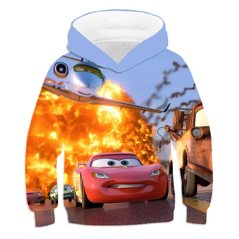 

2021 Cartoon Cars Hoodies cartoon Long Sleeve Baby Boys Girl Casual Tops Children Clothing polyester Boys 4-14 Y