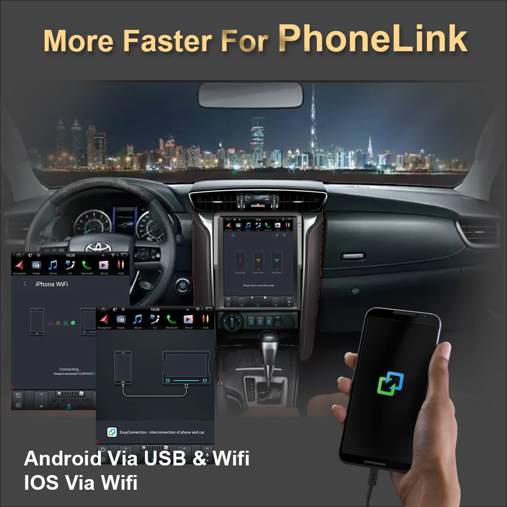 Автомобильный GPS-навигатор Android 9 0 вертикальный для TOYOTA Fortuner/HILUX Revo 2016-2019 года A/C |