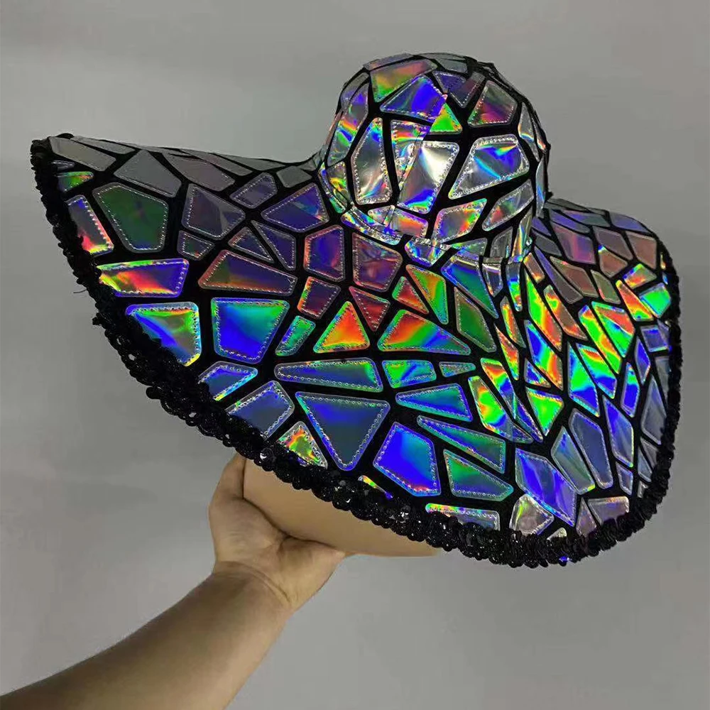 Модная шапка с блестками и широкими полями женские шапки для джазовых танцев