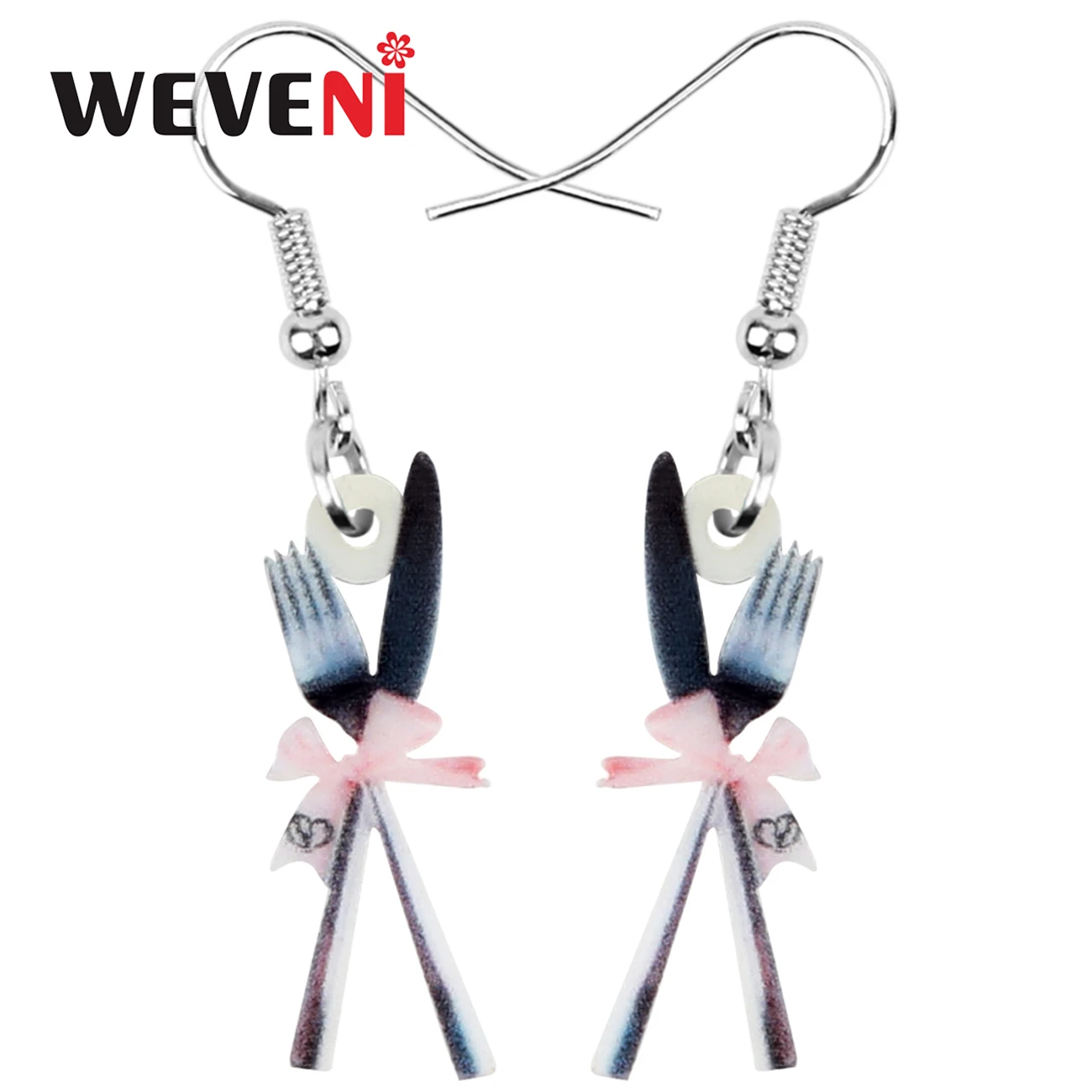 WEVENI Acrylic knife Fork Earrings Realistic Long Lightweigh Dangle Drop Jewelry For Women Girls Teens Novelty Gift Accessories | Украшения