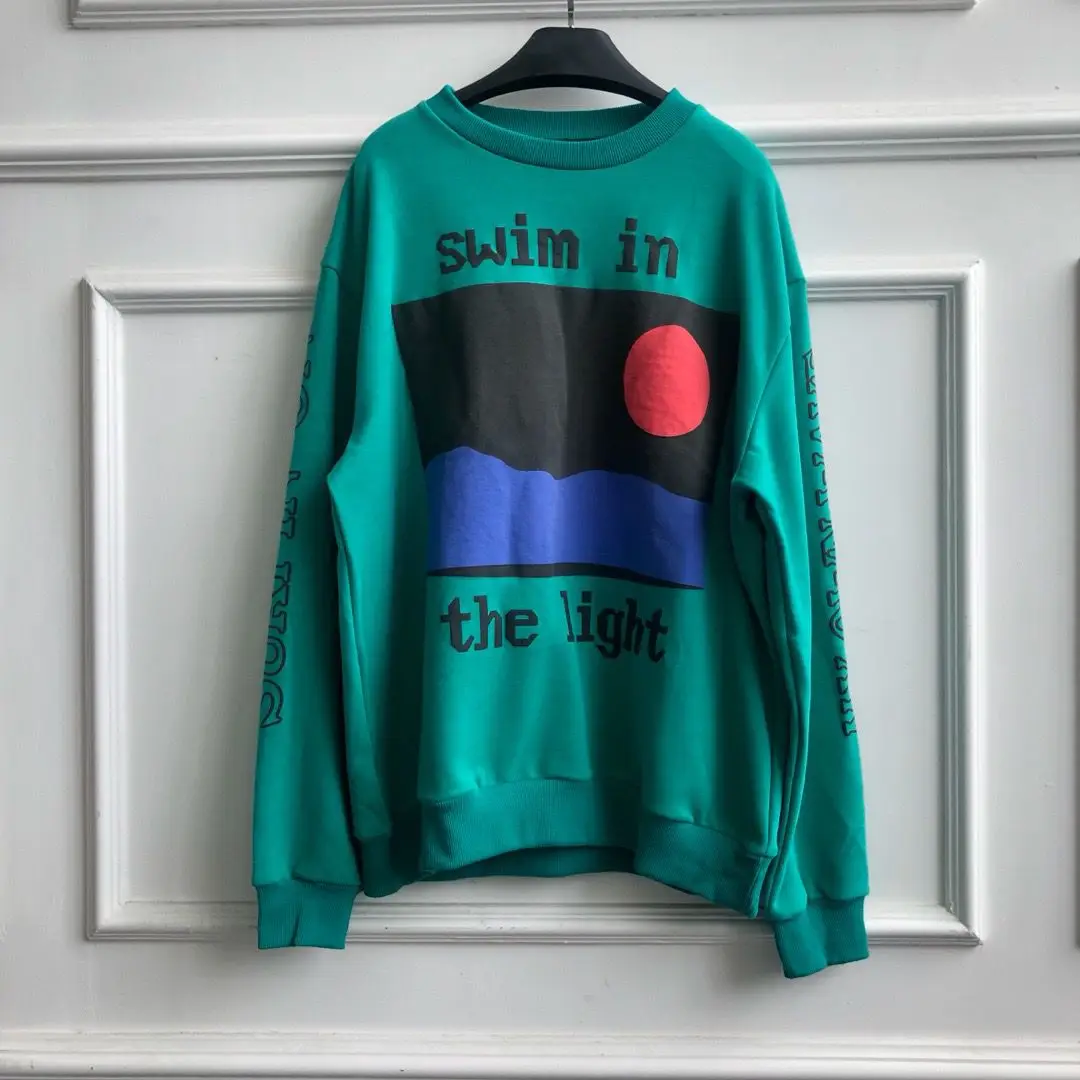 Женский и мужской зеленый свитшот с принтом CPFM Повседневный пуловер капюшоном в