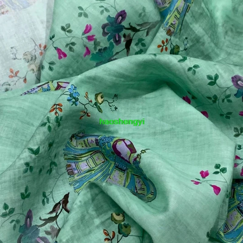 Ткань из рами в китайском стиле с цифровым принтом | Дом и сад