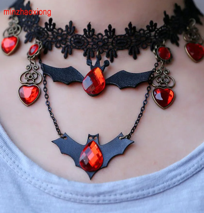 Мода ожерелье Хэллоуин фестиваль Кружевное колье-чокер &quotлетучая мышь&quot с