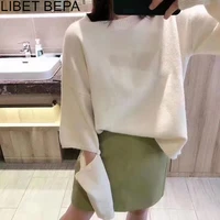 new 2021 womens autumn winter sweater oversized knitwear warm knitted irregular cut out vintage fashionable pullovers sw1505jx