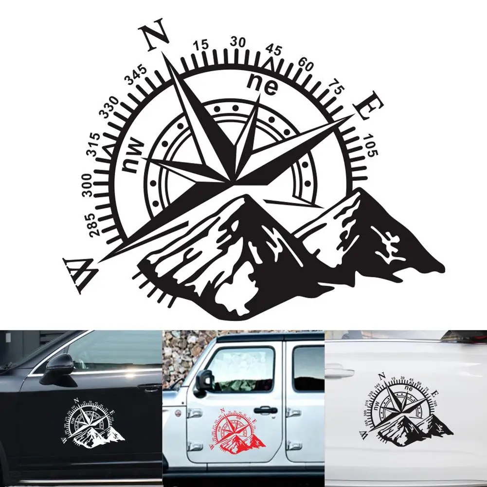 

3D Car Sticker Vinyl Decorative Compass Rose Navigate Mountain Offroad Waterproof Art Design Stickers Cover Car-styling Decal