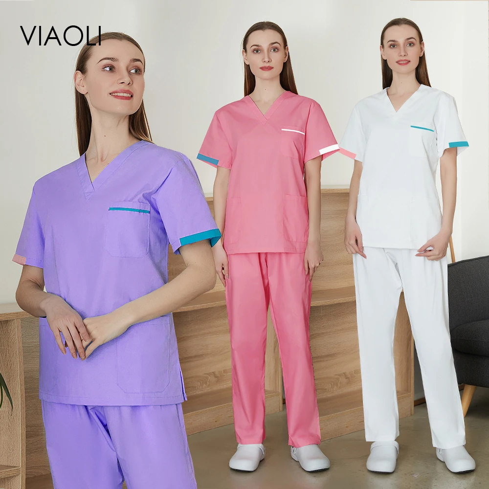 

Medical Uniform Surgical Gown Clinical Clinic Nursing Scrub Set Women Slim Health Scrubs Hygiene Workwear Spa Breathable Uniform