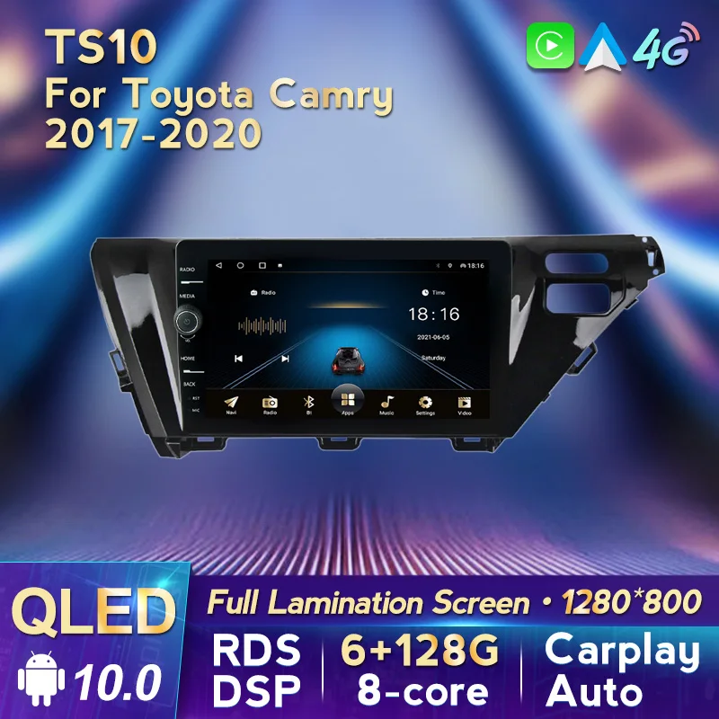 

Автомобильное радио, стерео для Toyota Camry 8 XV 70 2017 2018 2019 9 дюймов QLED экран Android 10 Мультимедиа GPS навигация CARPLAY + Авто WIFI