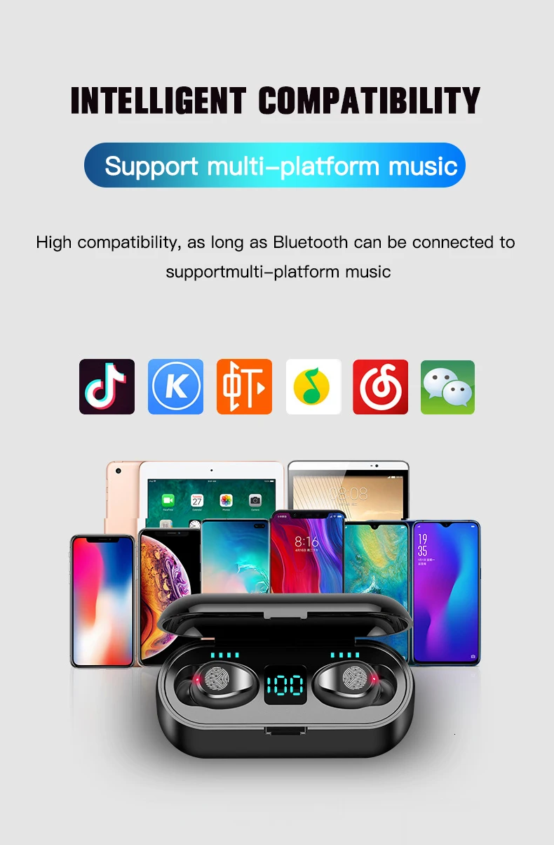 Новинка, беспроводные наушники F9, Bluetooth 5,0, TWS, гарнитура, Hi-Fi, Мини, для занятий спортом, бега, наушники, Поддержка iOS/Android телефонов, HD вызов