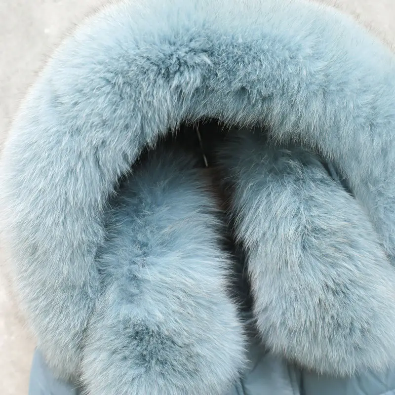 

2020 Winter Jacket Two Real Natural Fox Fur White Duck Down Jacket Women Long Outerwear Snow Hooded Coat Thick Warm Down Parkas