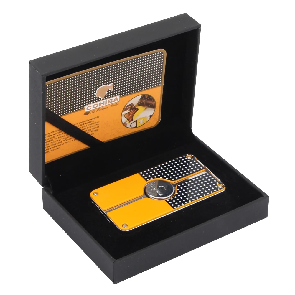 Зажигалка COHIBA газовая Бутановая с фонарь ками зажигалка для сигар дыроколом