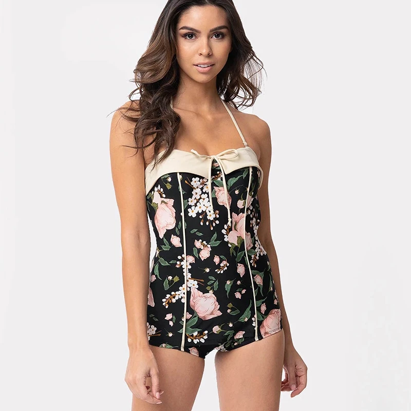 2020 новый сексуальный Цветочный принт Монокини Для женщин с низким вырезом на